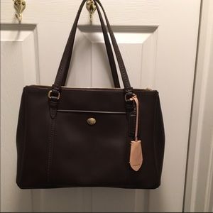 Brown leather coach bag