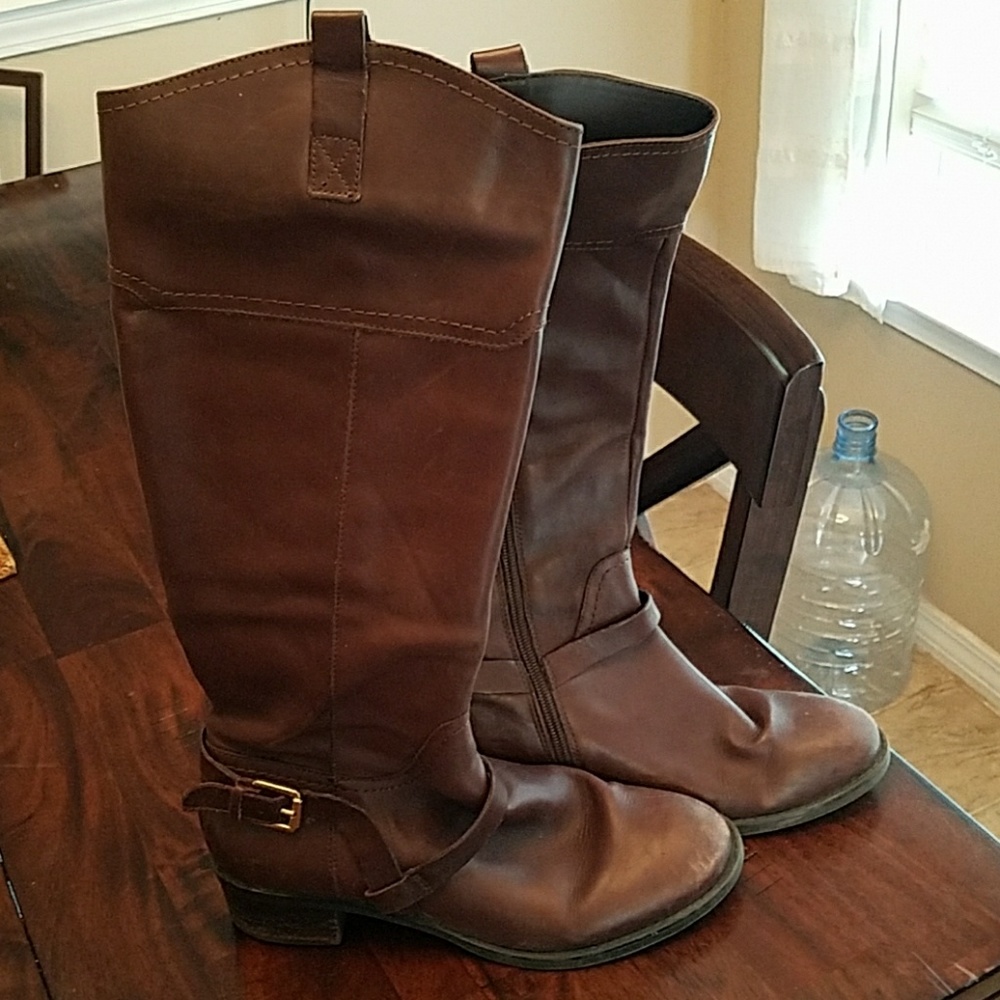Franco Sarto brown leather riding boots