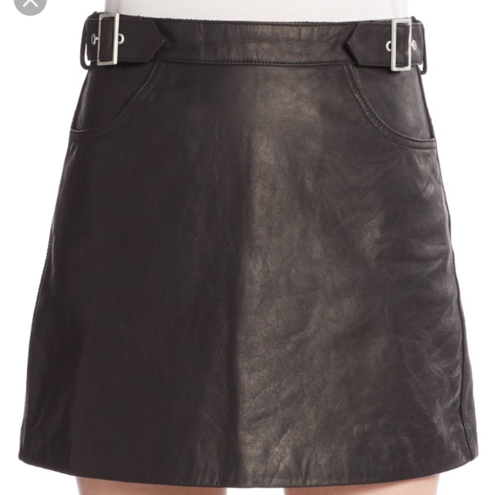 Rebecca Minkoff Black Leather Skirt - Picture 3 of 8