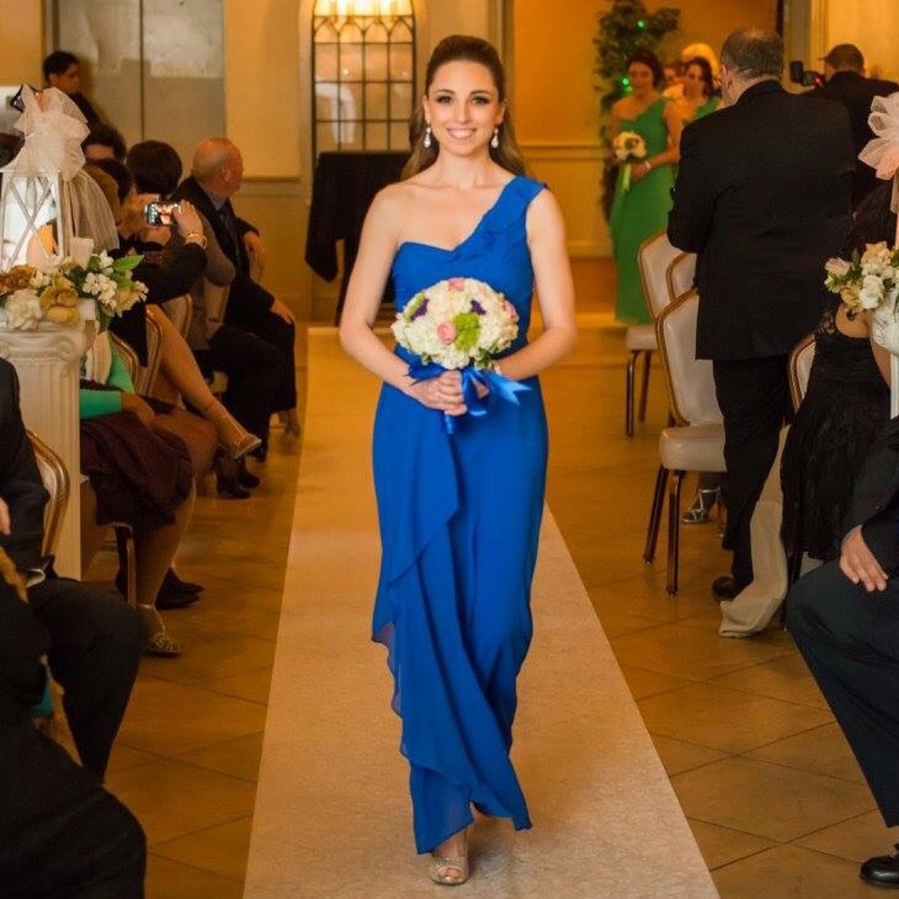 Davids Bridal one shoulder chiffon dress