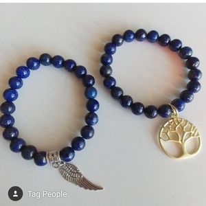 Lapuslazuli bracelets. Elastic with charms.