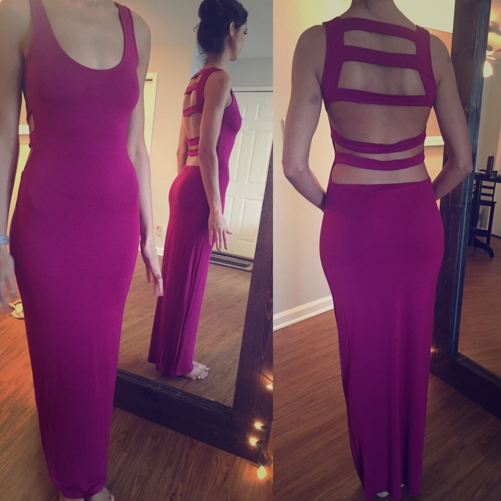 Magenta Maxi Dress - backless