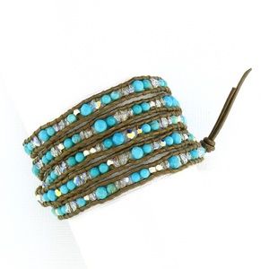 Chan Luu turquoise and swarovski wrap bracelet