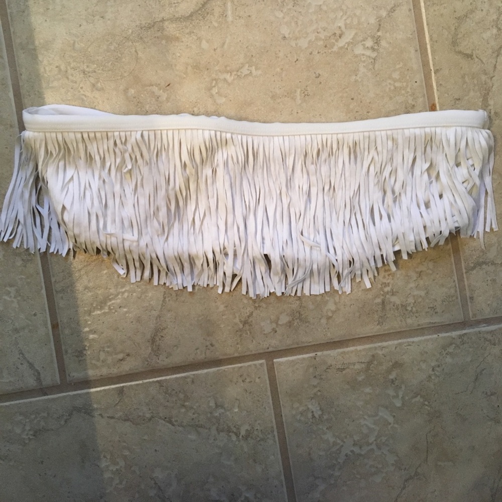 L*space white fringe bandeau bikini top