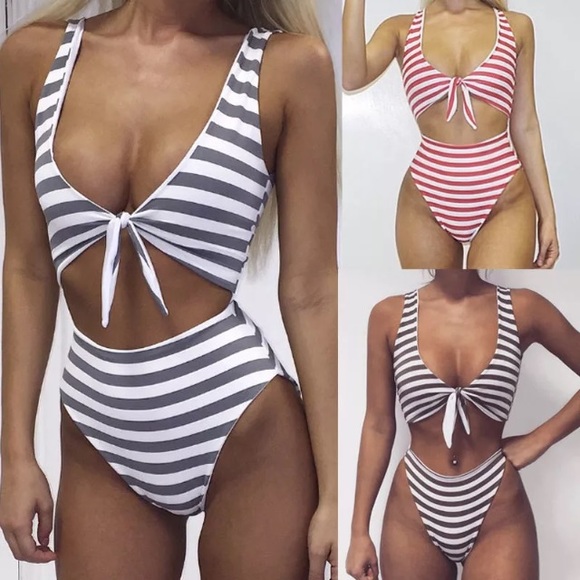 Other - Brand New Sexy High Waist Blue/White Stripe Bikini