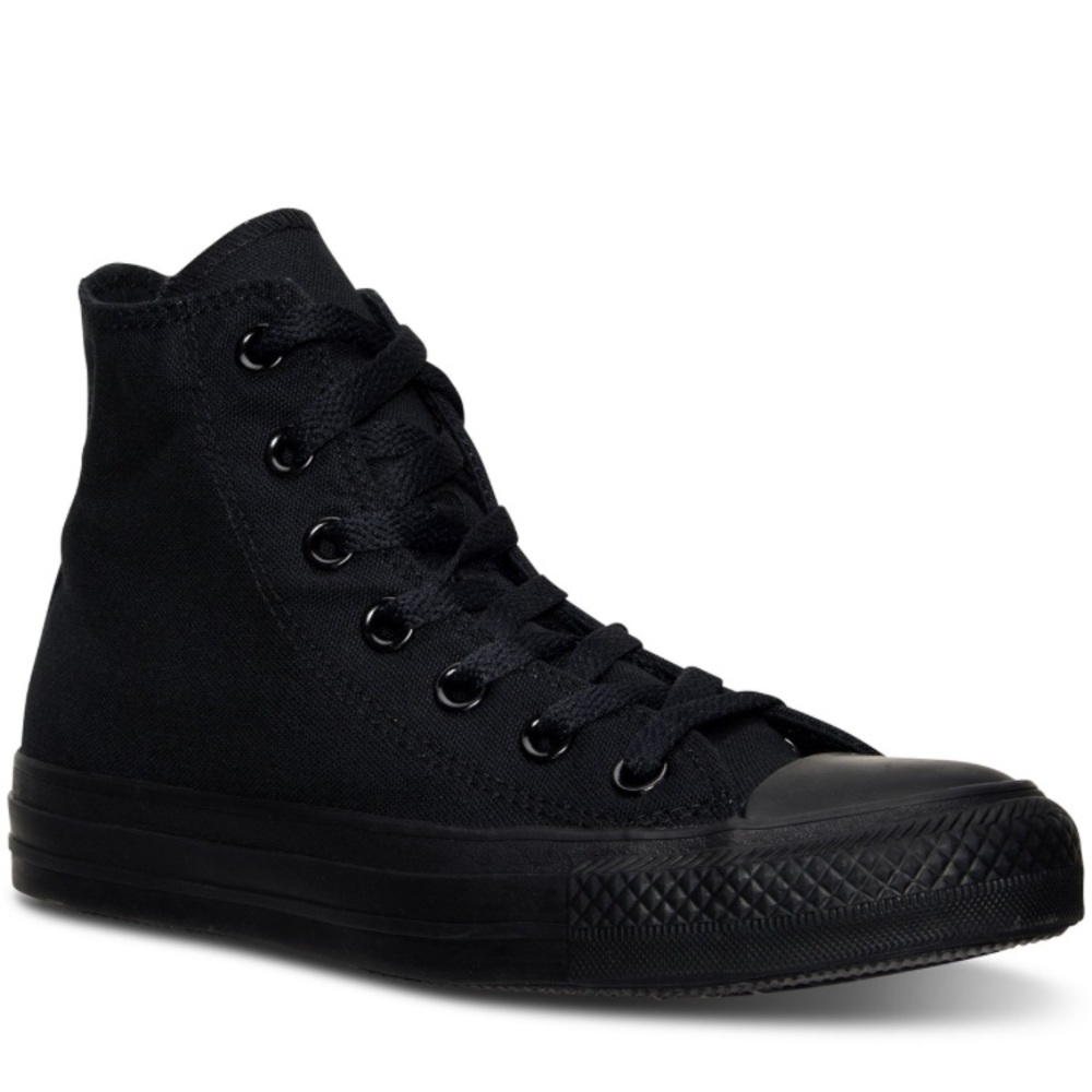 All black high top women's converse shoe