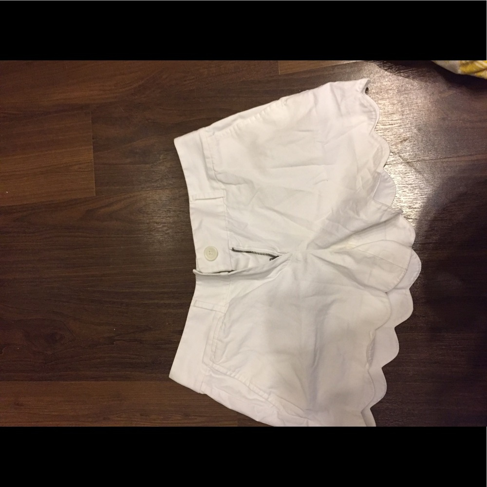 White scalloped shorts