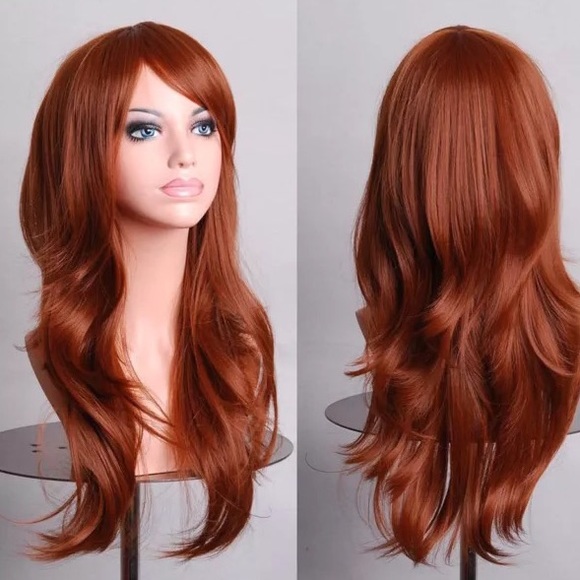 Accessories Cosplay Wig Red Hair Long Layered Side Swept Bangs