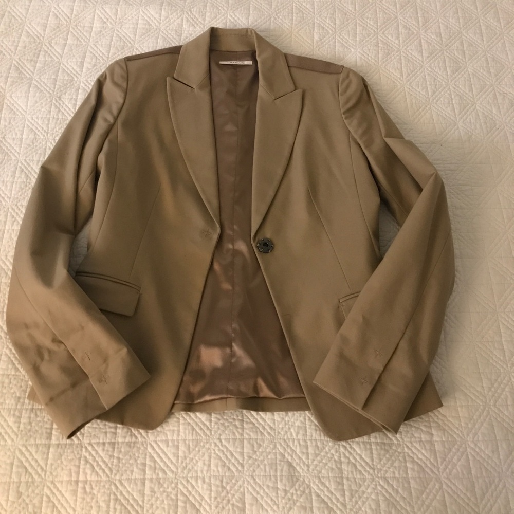 T Tahiri  khaki blazer womens