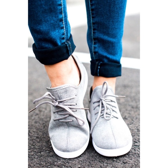 Gray Faux Suede Slip on Sneakers - Picture 2 of 3