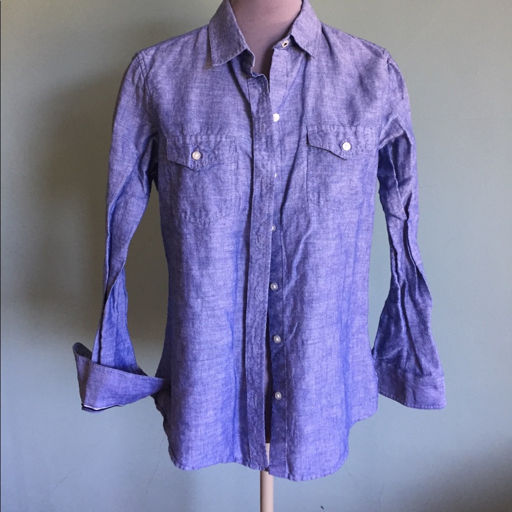 Banana Republic linen blue button down shirt PM