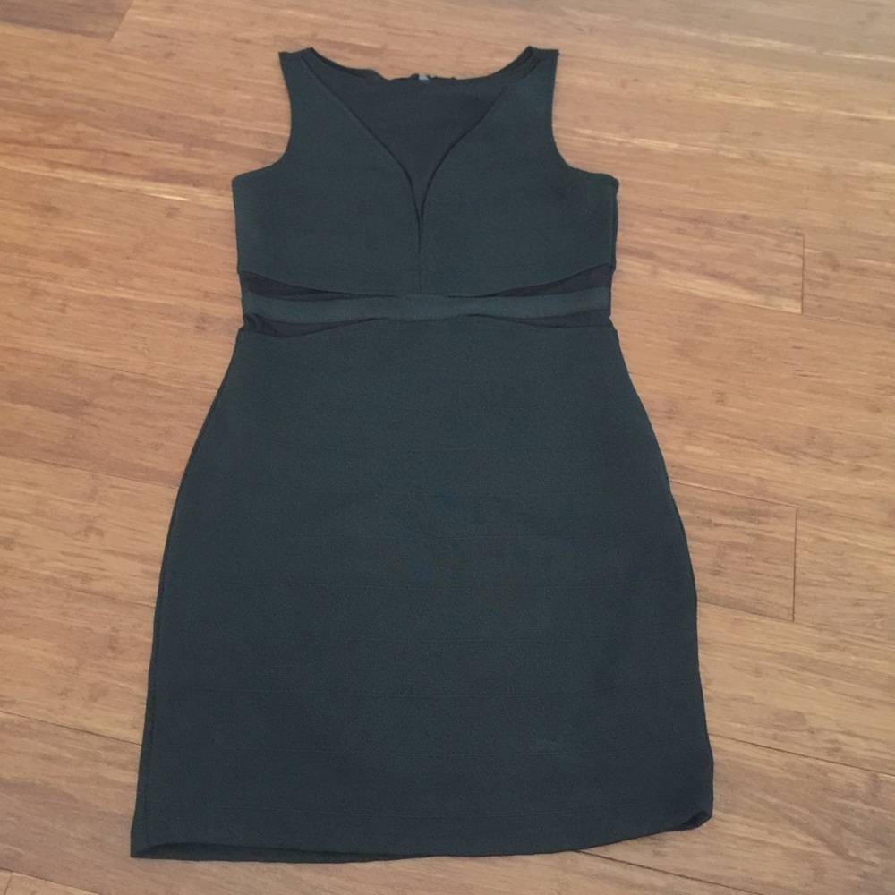 Black Mini Dress w Mesh Cut-Outs