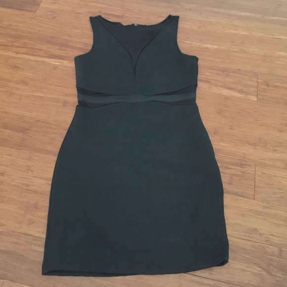Black Mini Dress w Mesh Cut-Outs - Picture 1 of 6