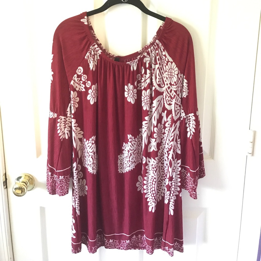 Cranberry and white dress