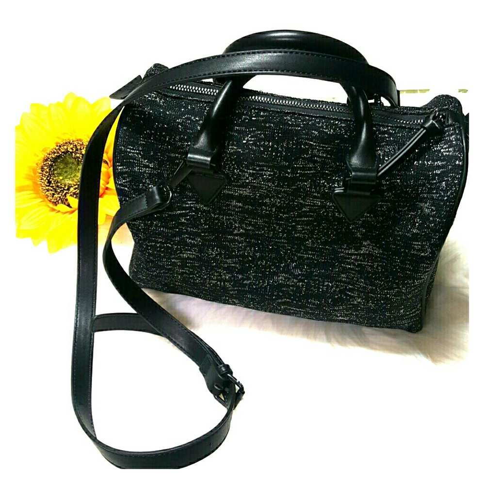 Zara Woman black with metallic silver satchel bag