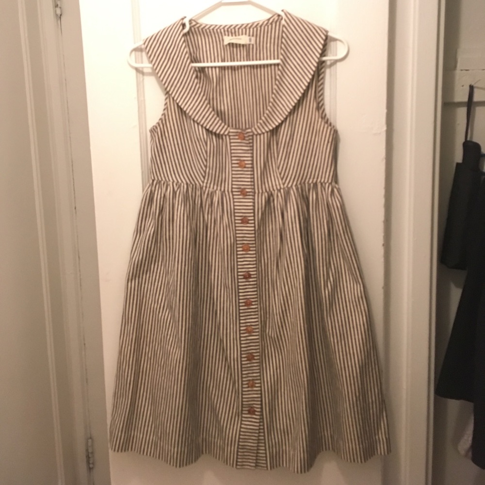 Striped button down tank dress