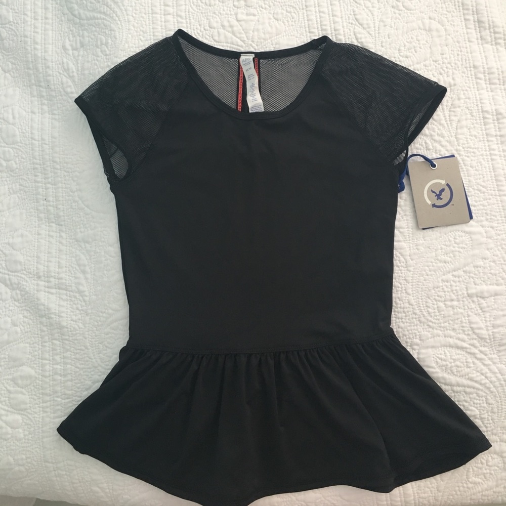 American Eagle Black Peplum Workout Top