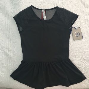 American Eagle Black Peplum Workout Top