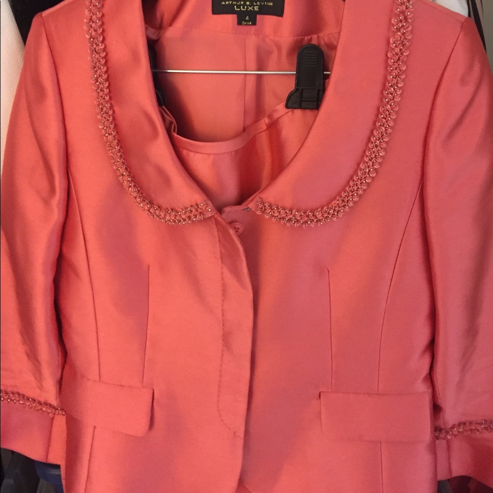 Salmon pink Tahari LUXE suit (skirt).