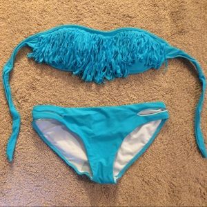 Blue fringe bikini set size XS