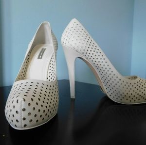 BCBGeneration White Laser-Cut Leather Heel