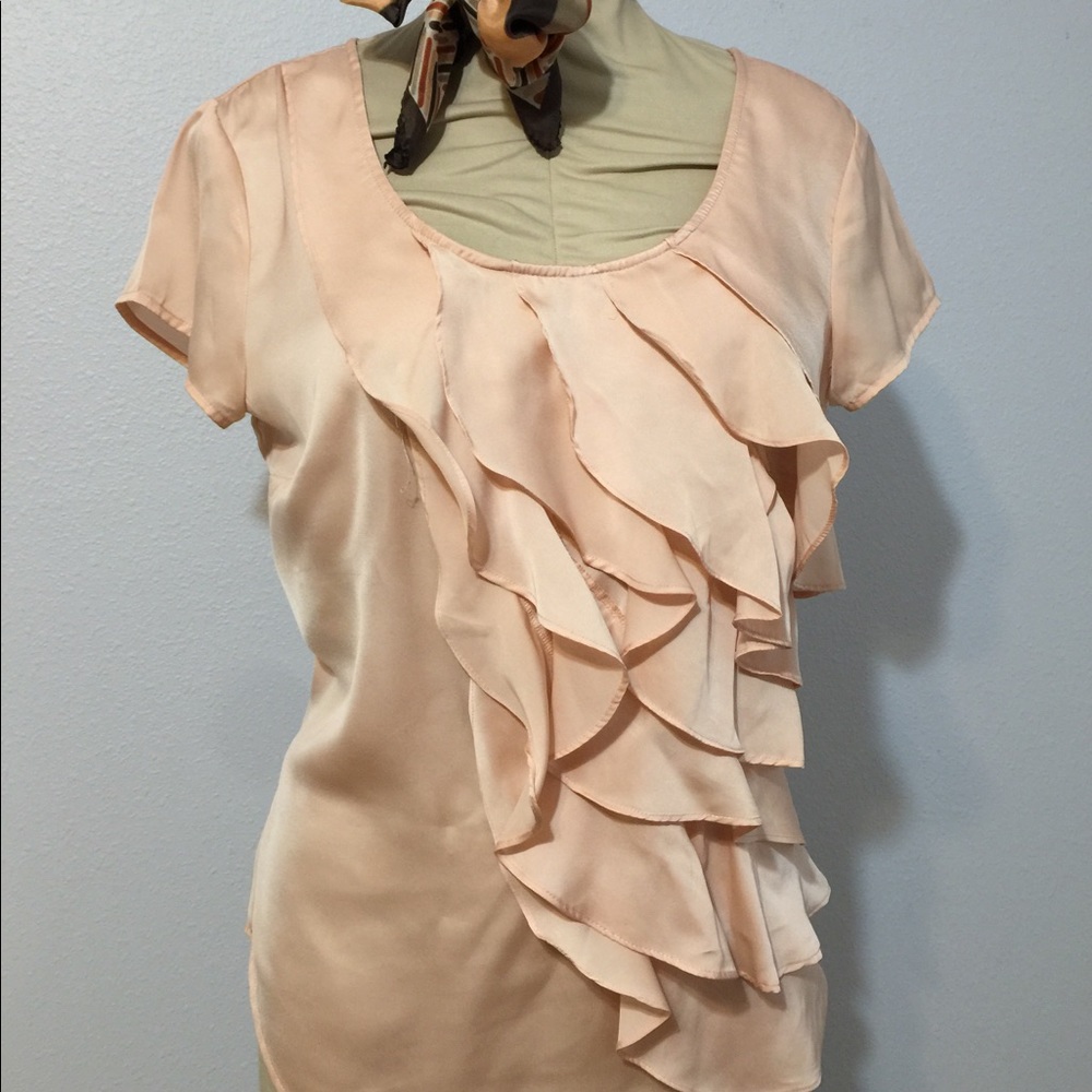 Pretty Peach light weight ruffled blouse