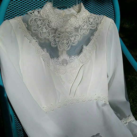 1970's NWT Lace Wedding Gown Vintage White - Picture 5 of 8