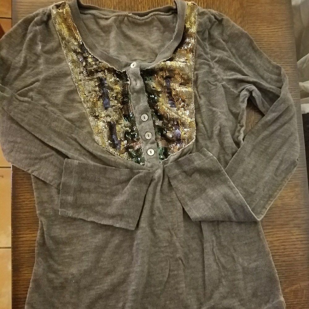 Free People Long Sleeved Sequined Top