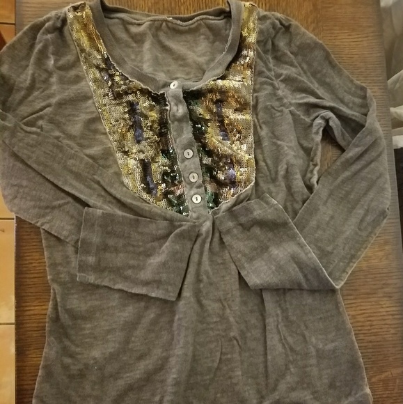 Free People Long Sleeved Sequined Top - Picture 1 of 1