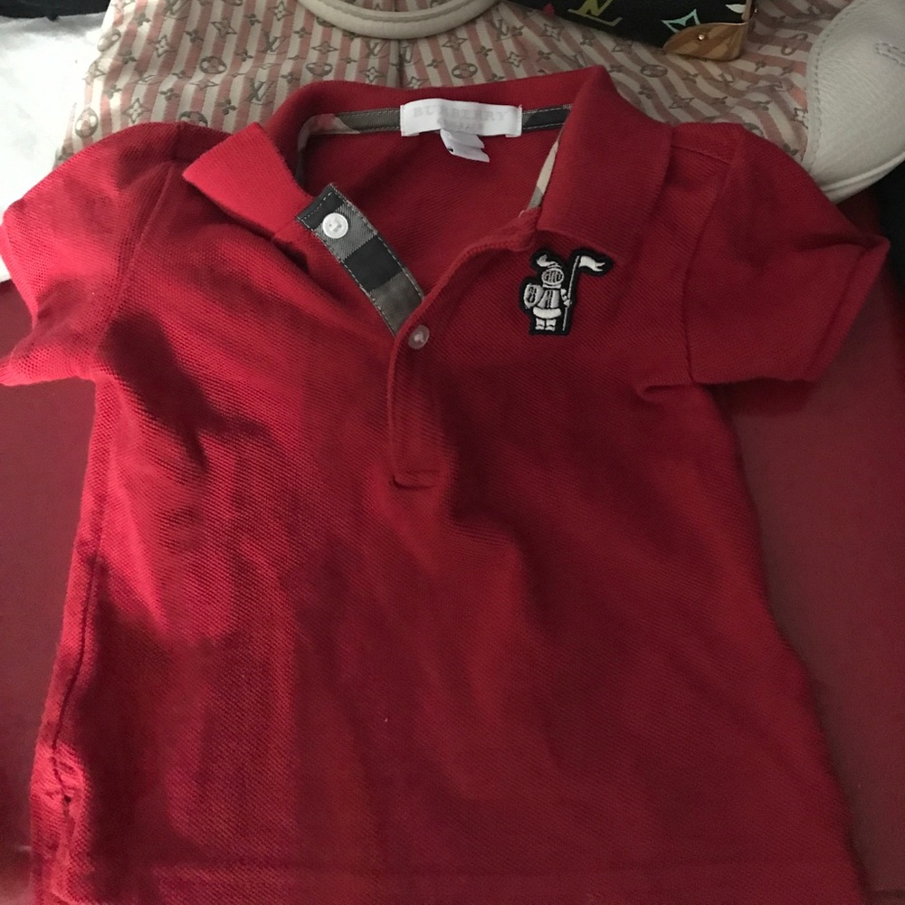 Baby boy red Burberry polo shirt 12 months