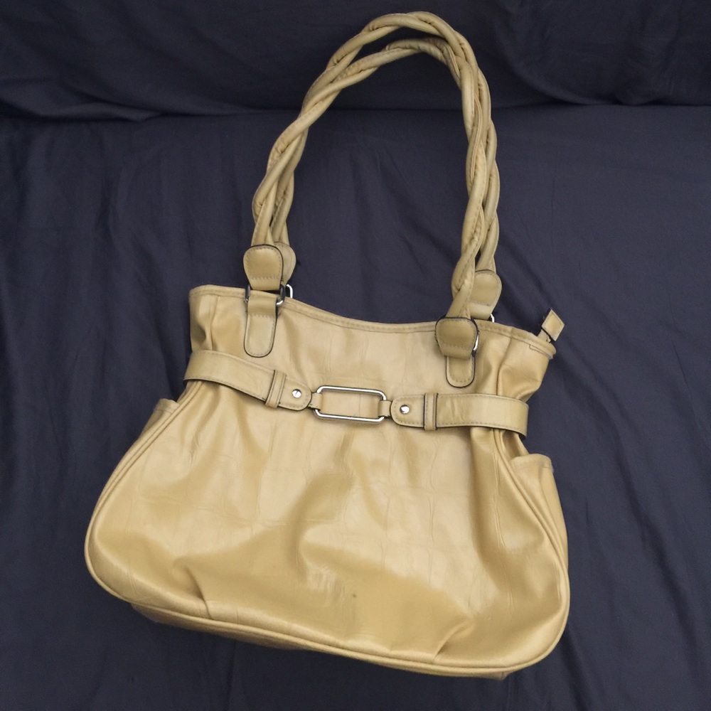Yellow faux leather purse