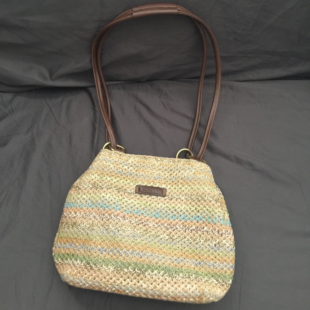 Neutral multi-colored woven fabric purse