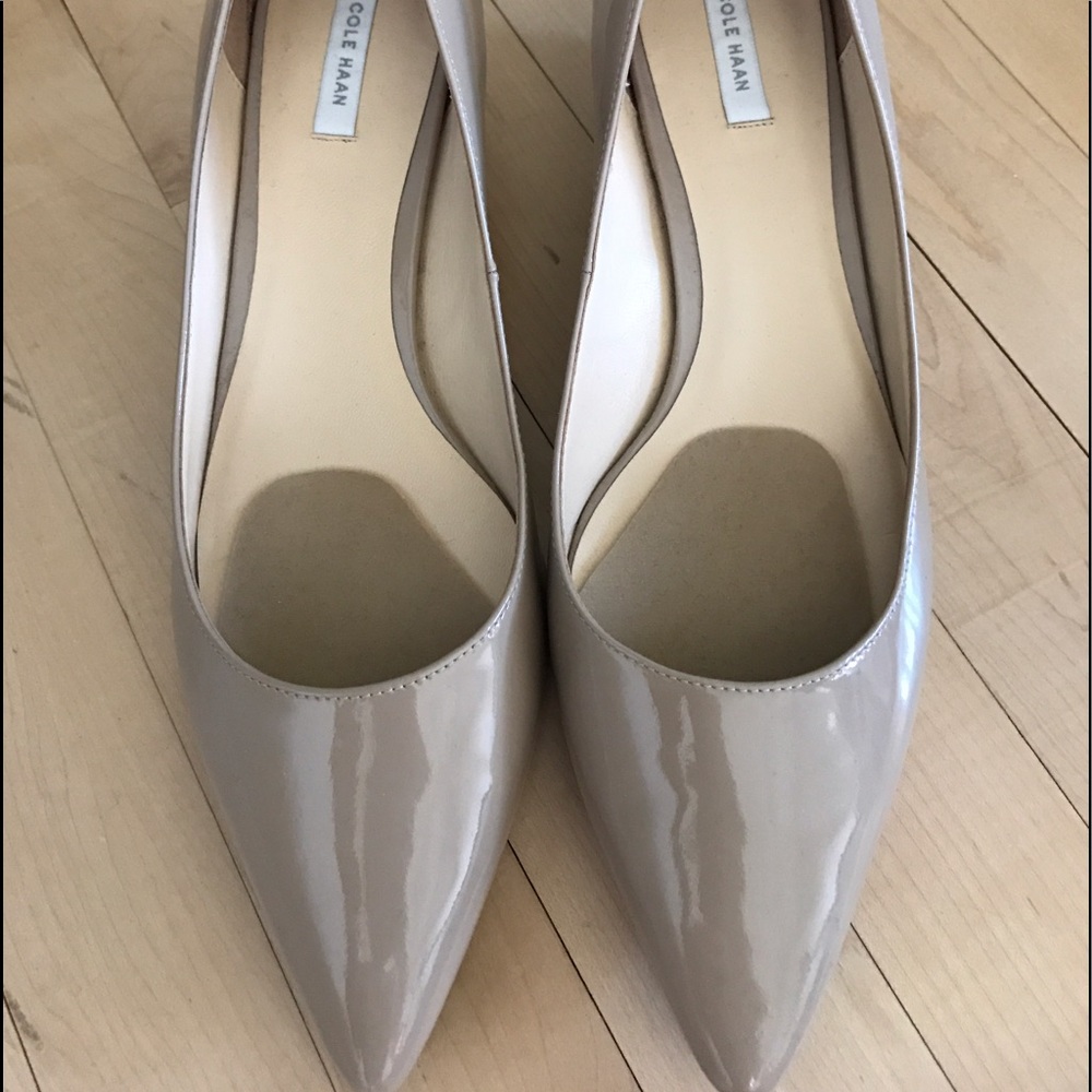 Cole Haan nude patent leather heels