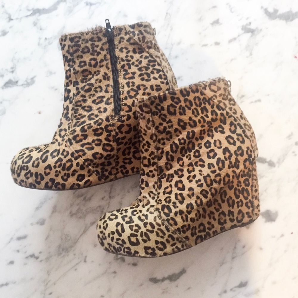 LF Jeffrey Campbell Leopard Wedge Booties