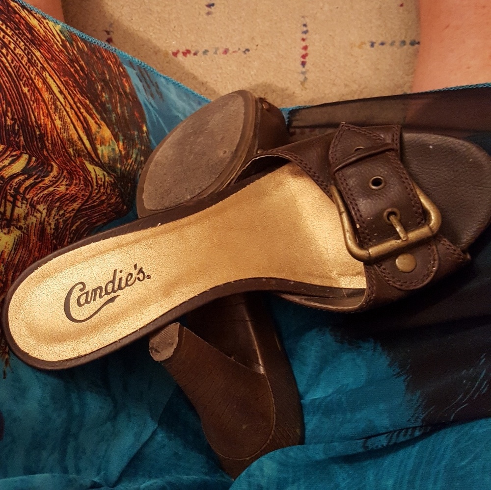 Slip on heel sandals