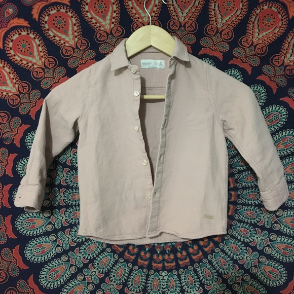 NWOT LITTLE BOYS ZARA BUTTON UP SHIRT - Picture 1 of 3