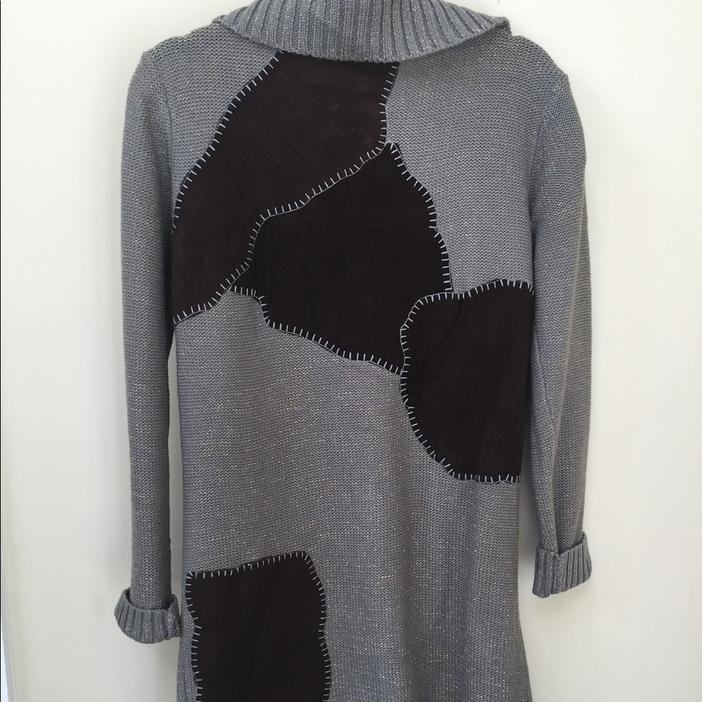 Chic and edgy sweater jacket with suede patches!!