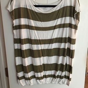 Brown/gold and white striped shirt