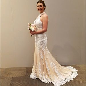 Ivory and Champagne Prom Dress