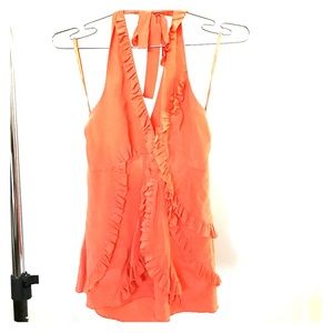 BCBG silk ruffle halter