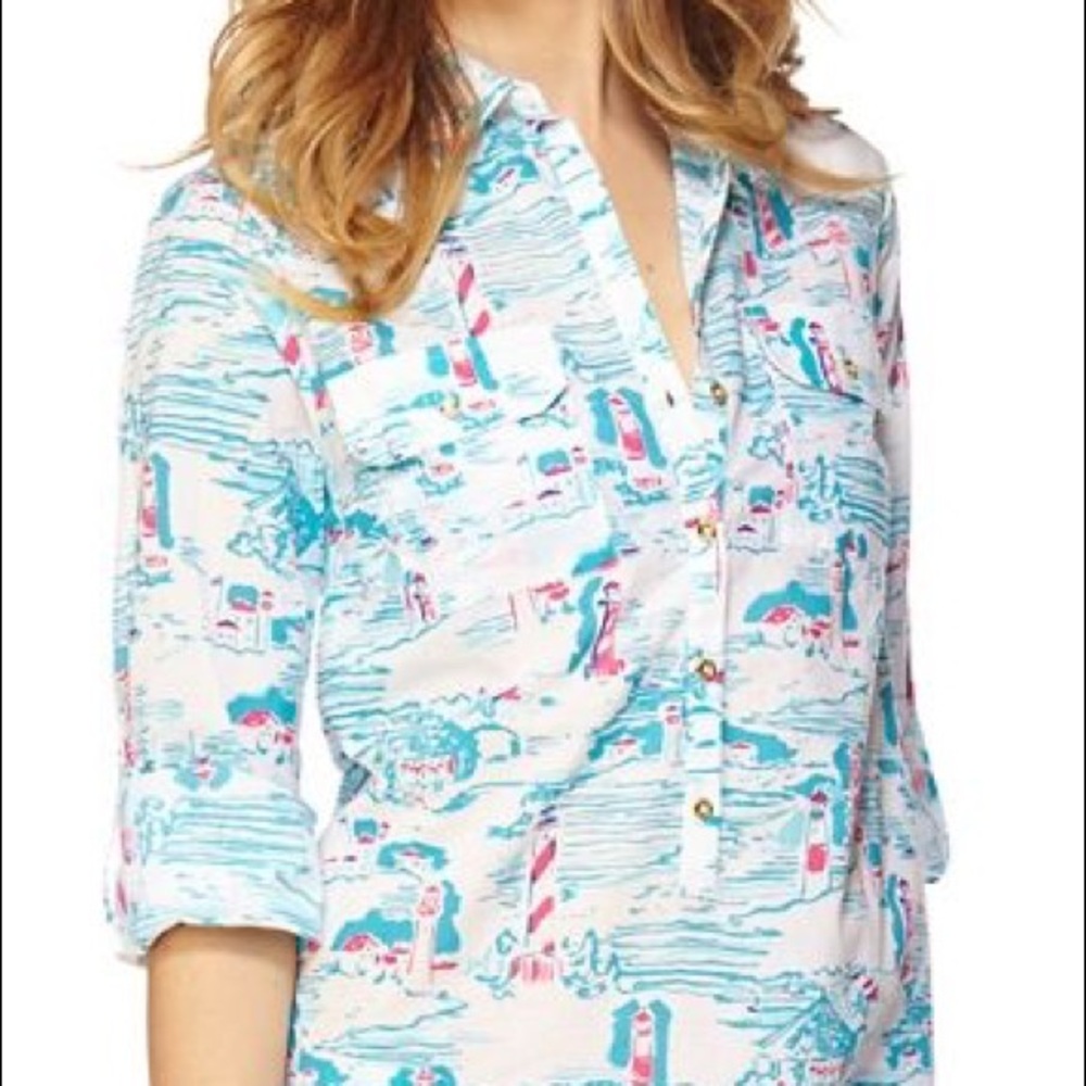 Lilly Pulitzer Beach Cover-Up Lighthouse Print
