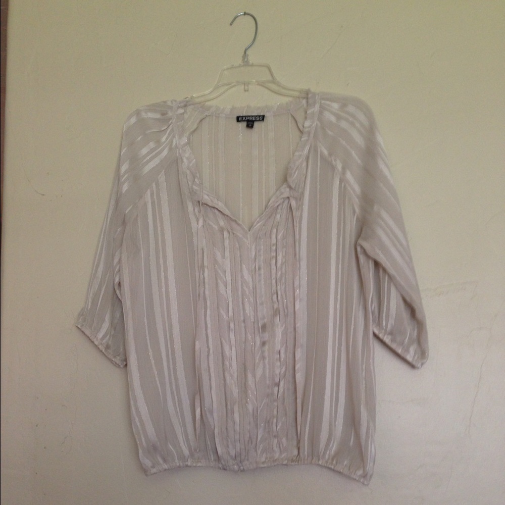 NWT Silver/White Sheer Express Blouse