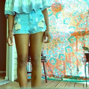 Flower high waist shorts
