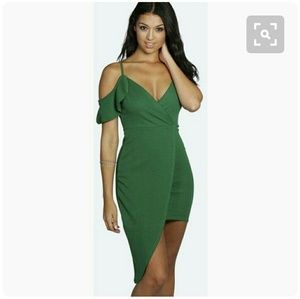 Green Ruffle Off Shoulder Dress