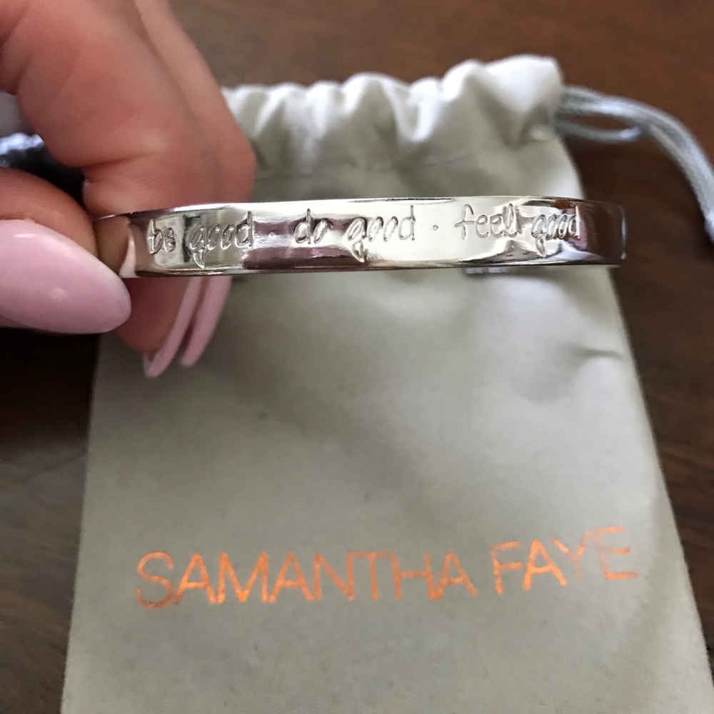 Silver mantra cuff Samantha Faye