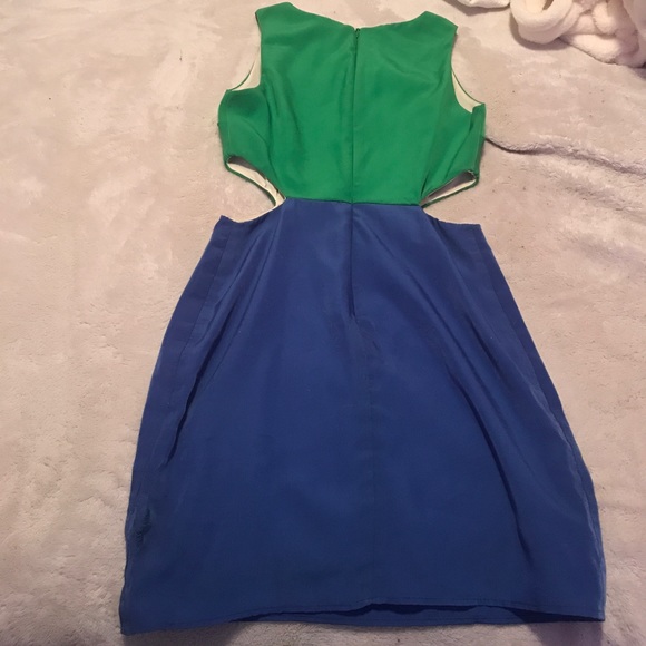 Blue and green cut out mini dress - Picture 4 of 5