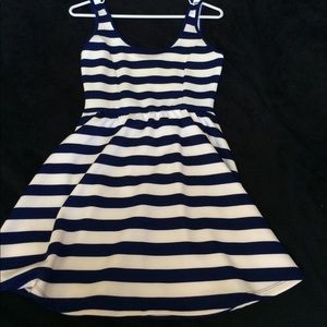 Navy and White Striped Skater Dress