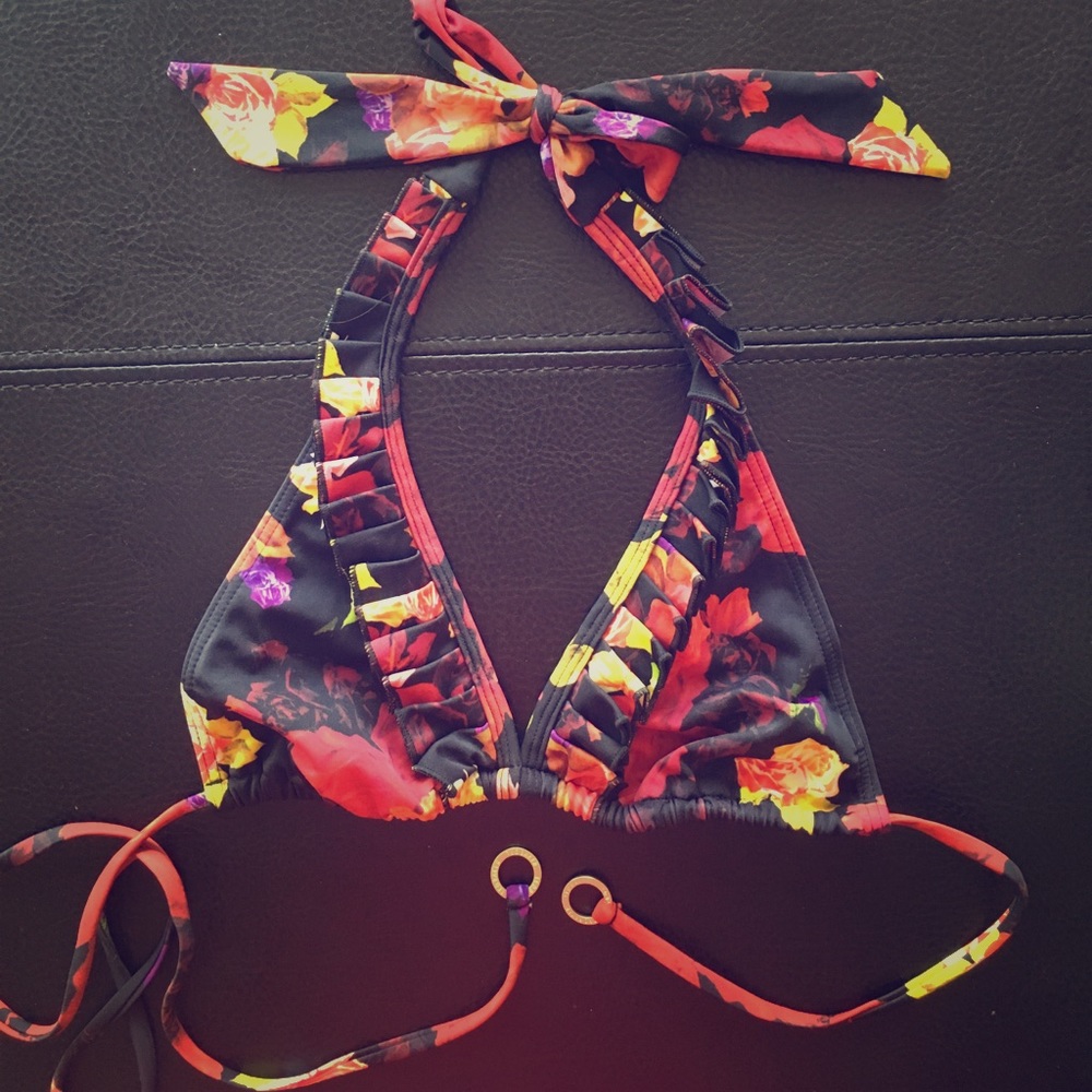 Ted Baker floral ruffle swimsuit top - Picture 2 of 4