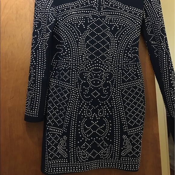 Black with Gold Studded Evening Dress. - Picture 2 of 4