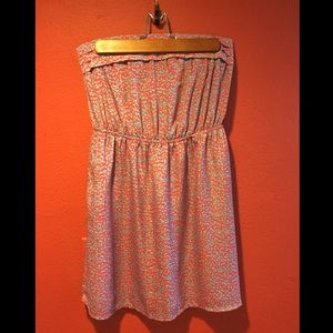 Nordstrom red and blue strapless dress